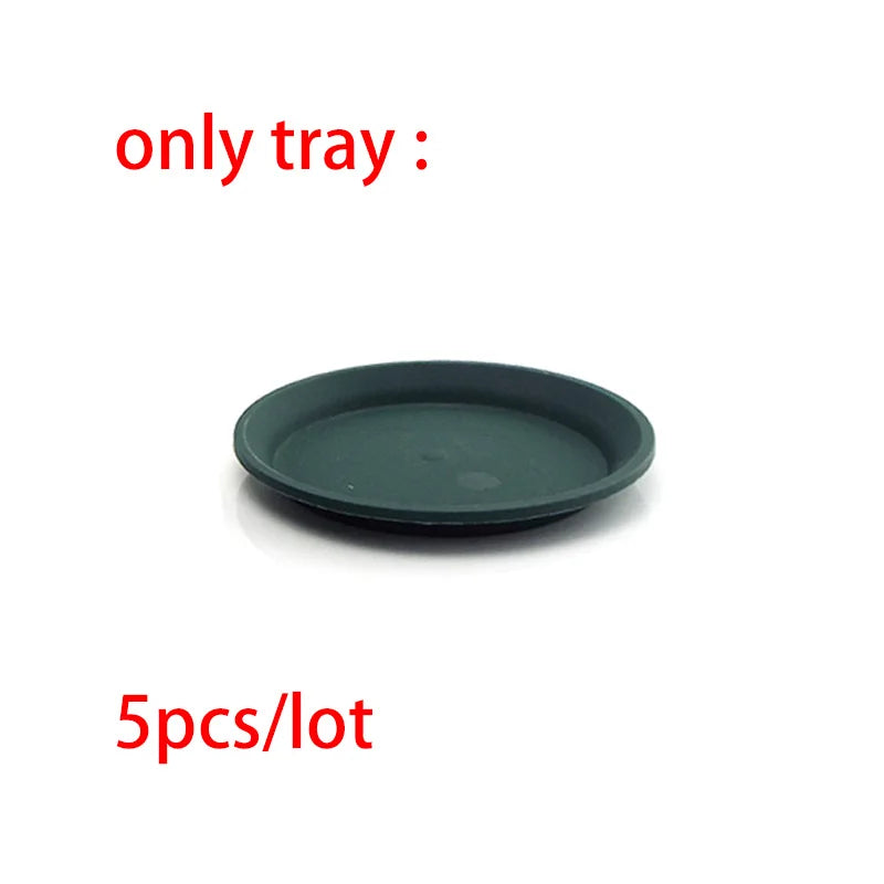 5/10pcs Green Plastic Plant Flower Pot Trays - Cute Garden Planter Tools for Growing Herbs, Succulents, and Nursery Plants E2