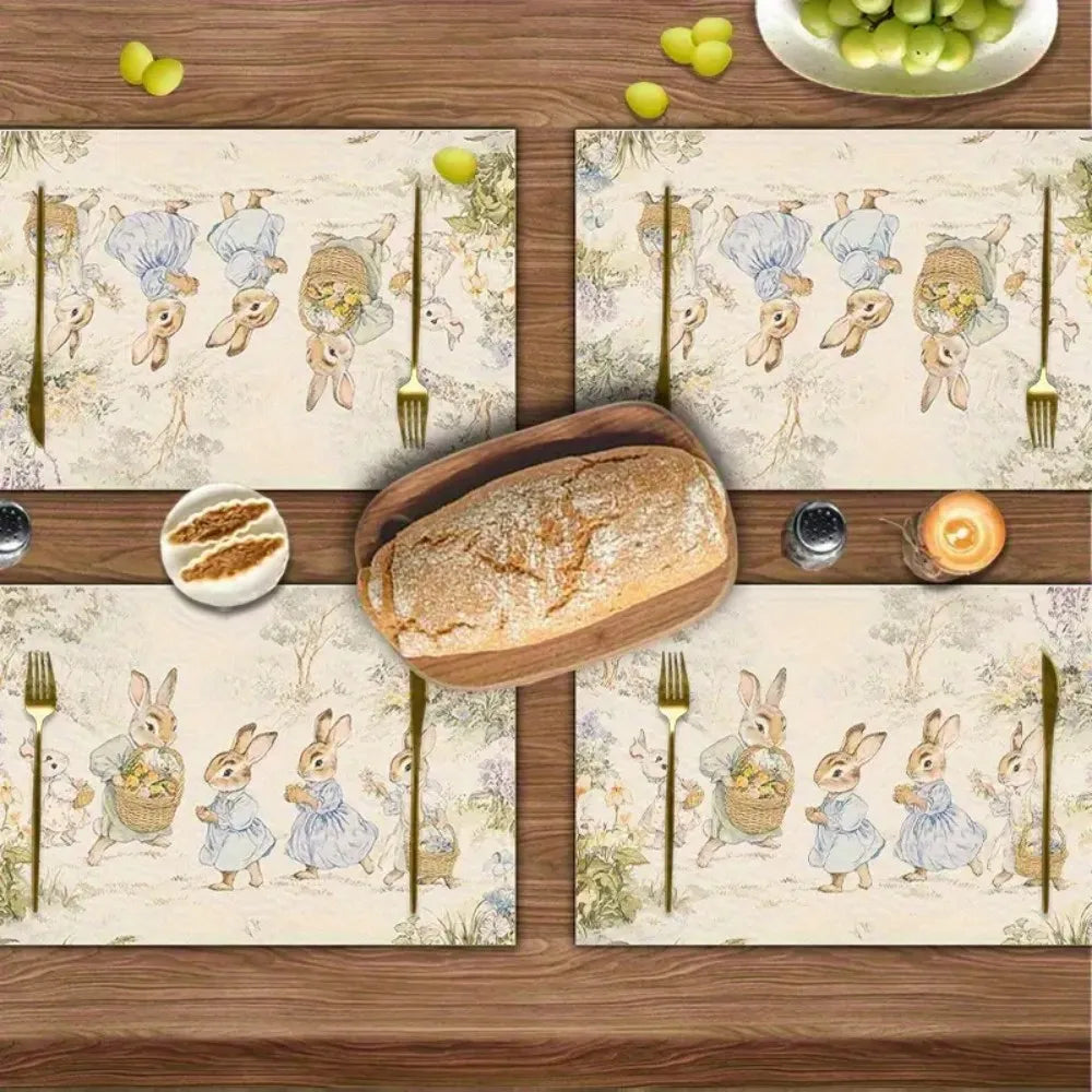 VIKAMA Cartoon Cute Animal Park Pattern Placemat Linen Fabric Table Mats Family Dinner Tableware Kitchen Table Mat