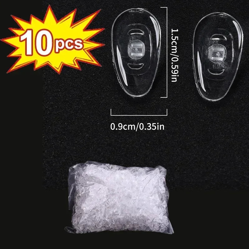 10/100pcs Eyeglasses Nose Pads with Screwdriver Soft Silicone Airbag Glasses Anti-slip Nose Pad Screw Replacement Repair Tools