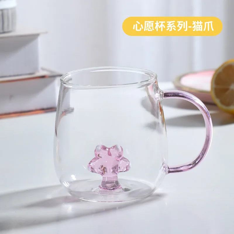 3D Cartoon Animal Shape Glass Cup for Home, Cute Water and Coffee, Single Layer Cup with Guests, Juice and Cold Drink