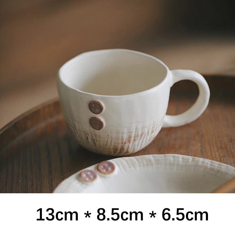 Creative Porcelain Bowl Vintage Hand-Made Button Relief Ceramic Homehold Dinnerware Fruit Vegetable Salad Bowls Kitchen Supplies