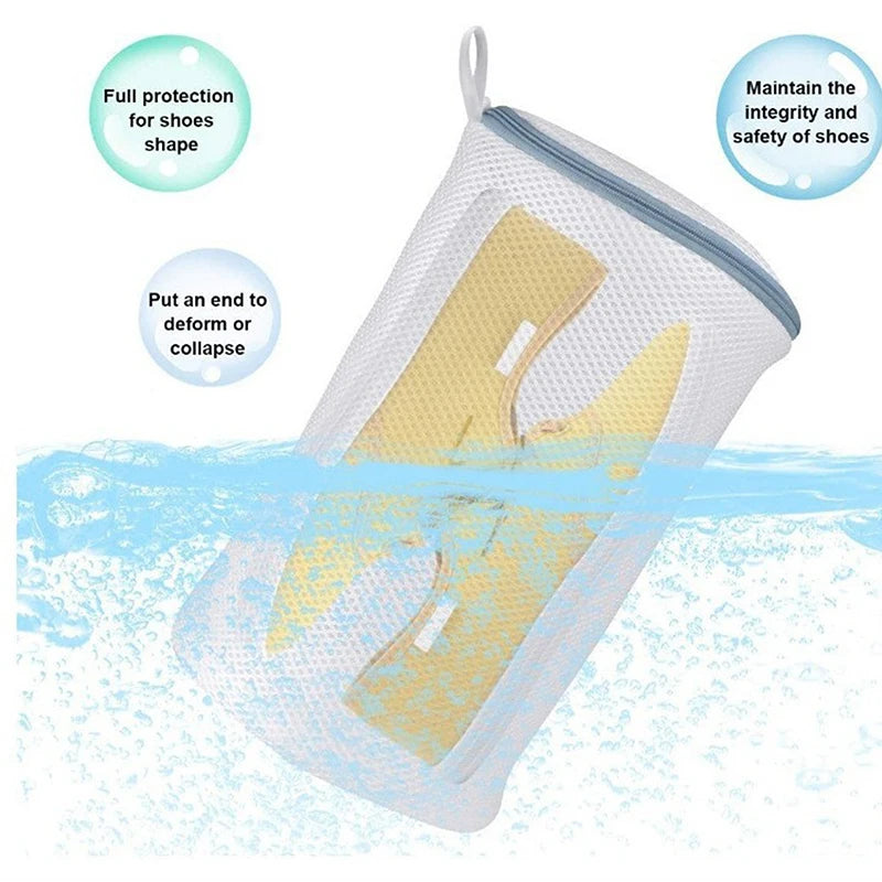 Shoe Washing Bags Washing Shoe Organizer Mesh Bags Zipper Secured Net Laundry Bags For Sneaker Socks Cleaning