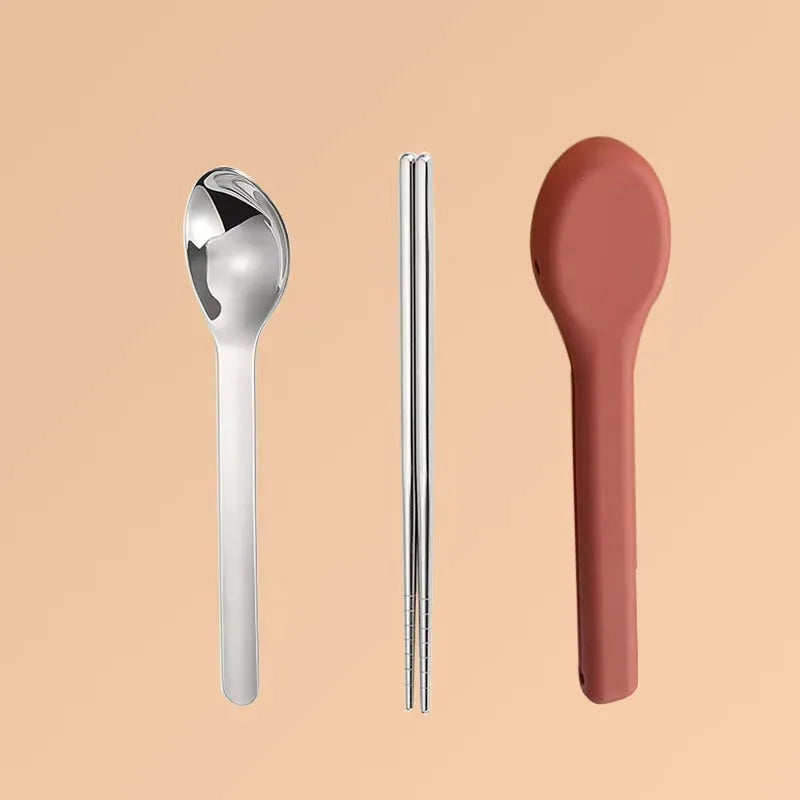 3-Piece Portable Flatware Pocket Utensils Set  Fork Spoon Knife Set with Case for Lunch Travel Camping School Work Picnics