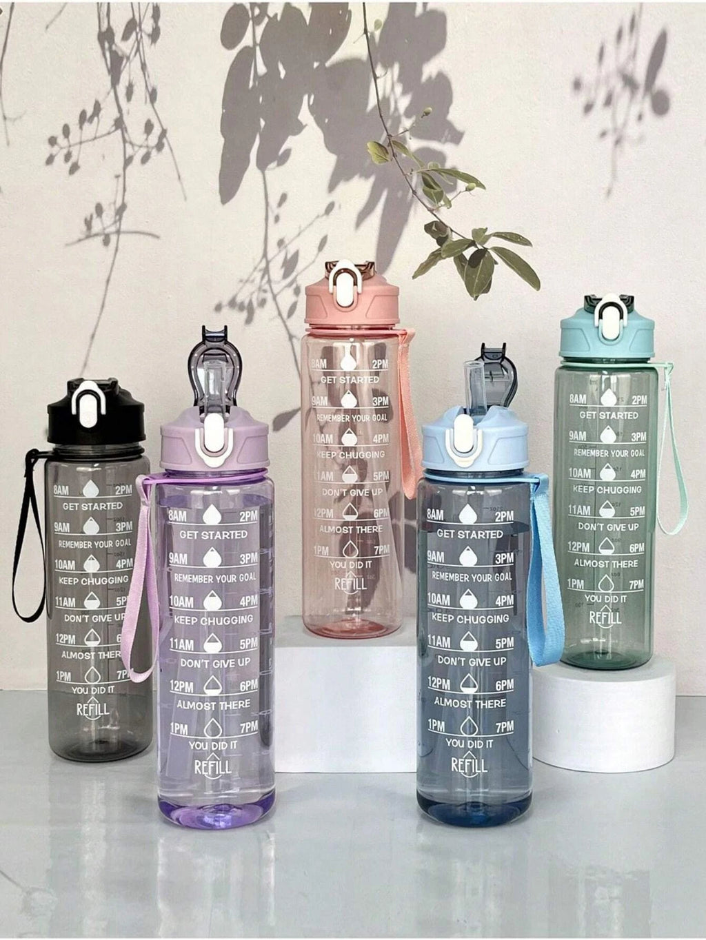 1pcsHigh-Value Large-Capacity Plastic Cup Portable Sipper for Summer Students Sports Fitness Straw Water Bottle Casual Style