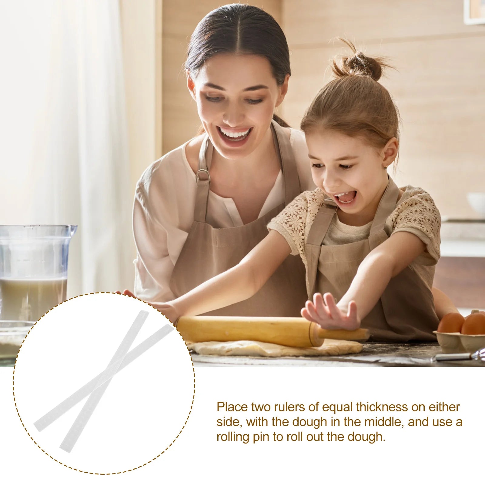 2pcs Acrylic Baking Ruler Dough Thickness Control Cookie Crust Rolling Pin Guide Baking Tools Kitchen Essentials