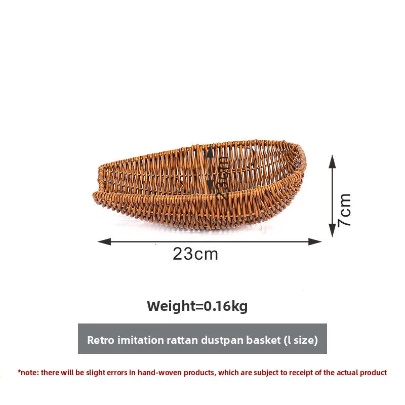 Imitation Rattan Woven  Dustpan Rectangular Vegetable and Fruit Storage Basket Supermarket Stationery Display  Merchandise