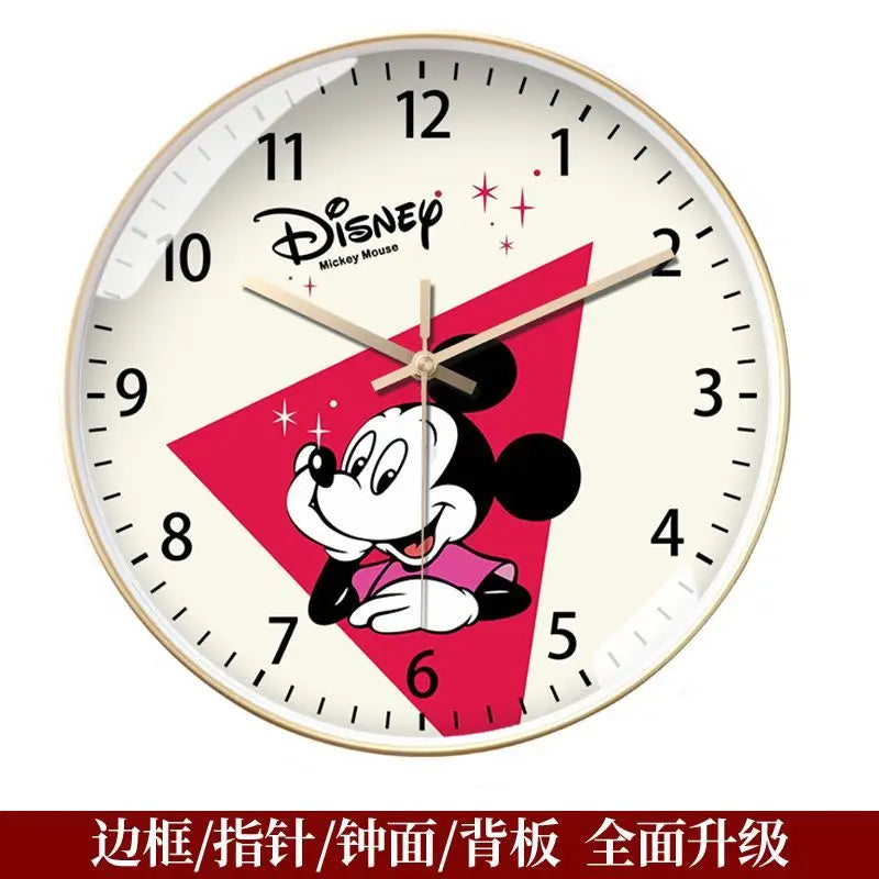 Living room wall clock creative Mickey and Minnie cartoon kawaii children's bedroom wall clock cartoon silent quartz clock