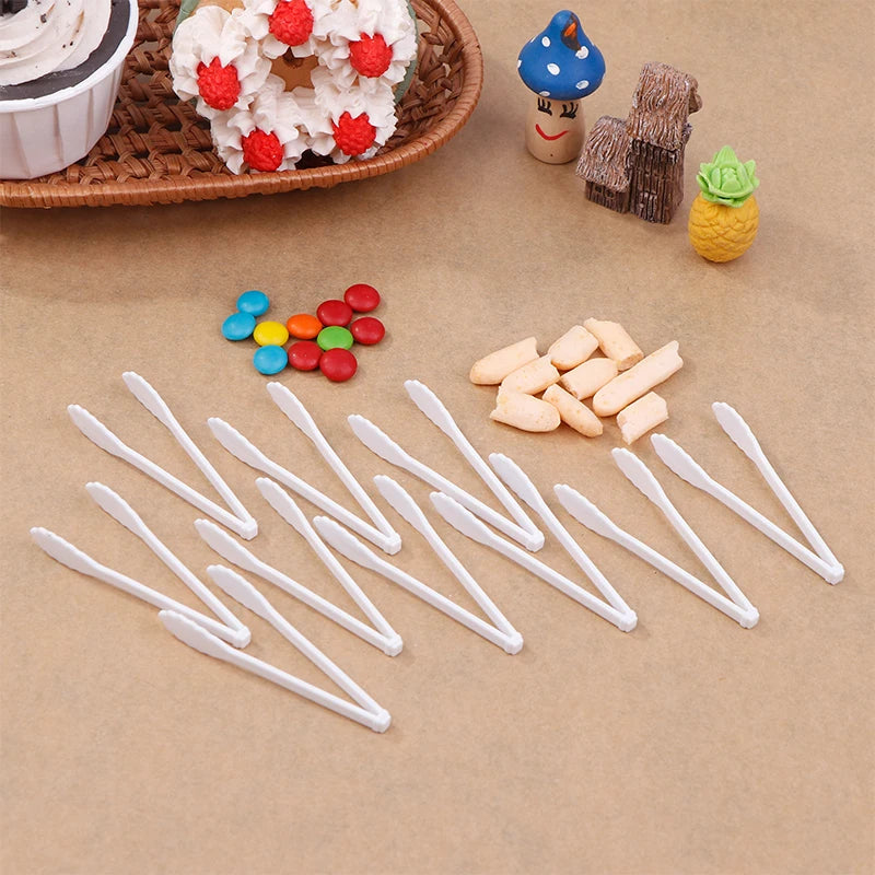 10Pcs Dollhouse Mini Cake Dessert Bread Clip Tweezers Food Clip Bread Tongs Model Tableware Cookware Kitchen Utensils Tools Toys