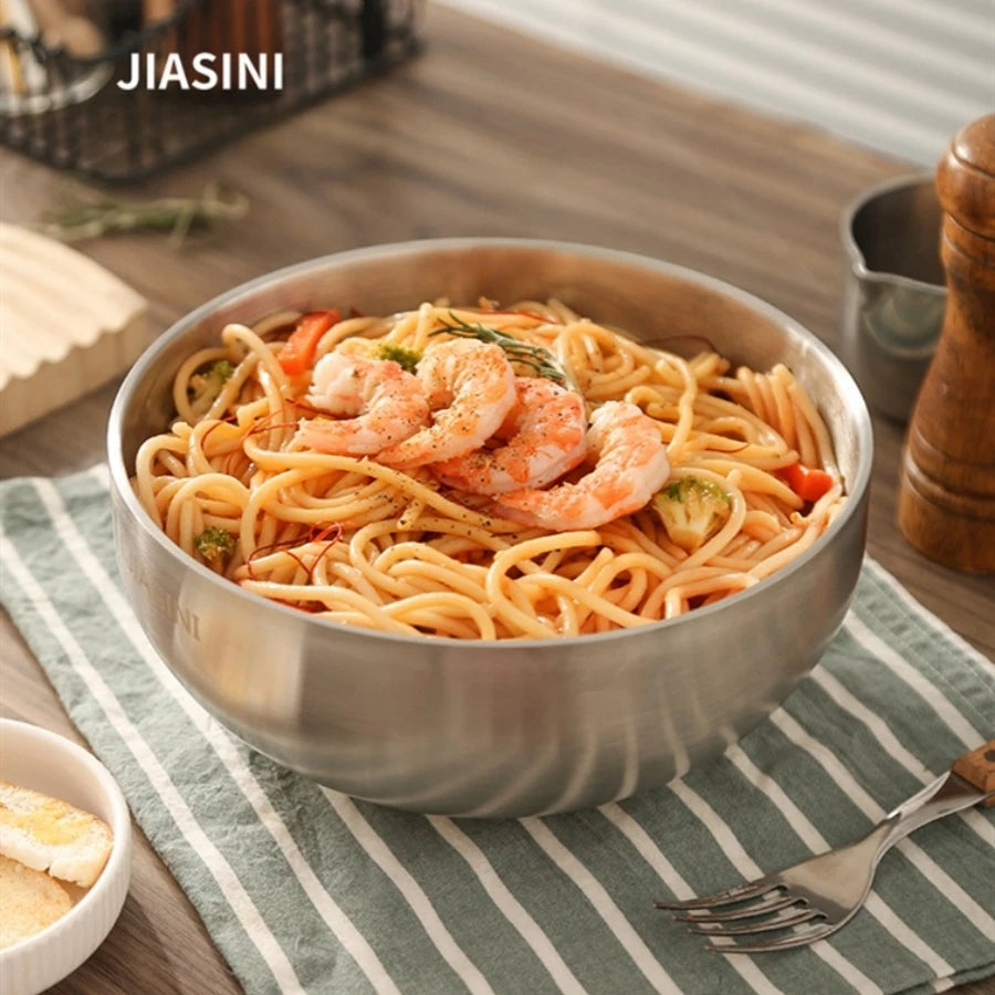Stainless Steel Noodle Bowl Household High-Grade  Instant Good-looking Soup Bowl Korean Style Large Rice Salad Bowl