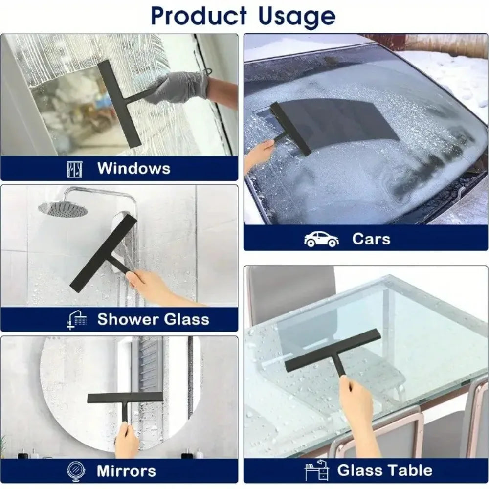 Shower Squeegee Household Window Glass Cleaning Scraper with Silicone Holder Bathroom Mirror Wiper Scraper Bathroom Accessories