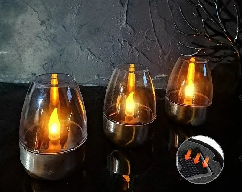 LED Solar Candles Light Flameless Rechargeable Night Light For Wedding Party Garden Decor Outdoor Waterproof Solar Candles Lamp