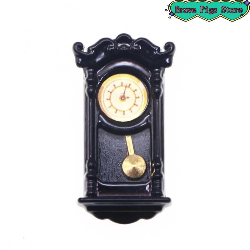 Vintage Simulation Wall Clock Model Living Room Decor 1/12 Home Clock House Micro Scene Accessories