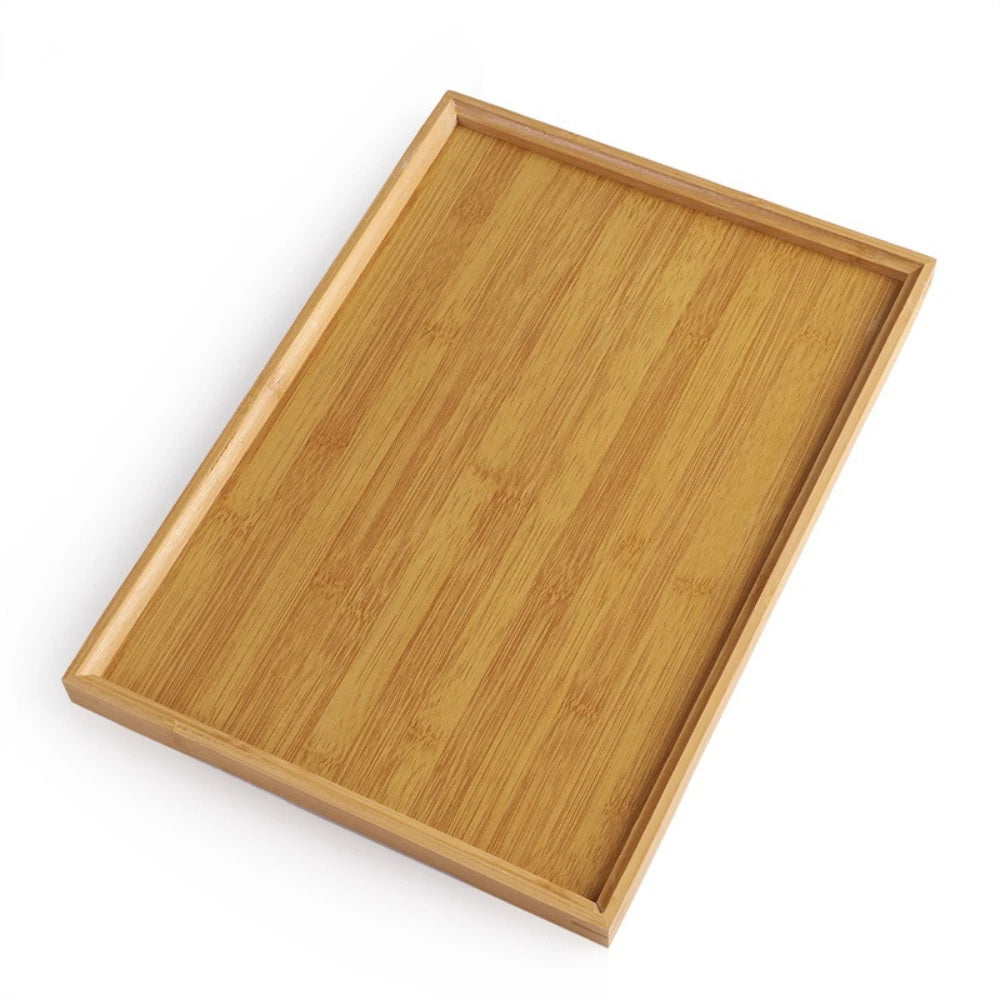 Rectangular Bamboo Tray Solid Color Household Dinner Plates Kitchen Accessories Wooden Fruit Snack Plates