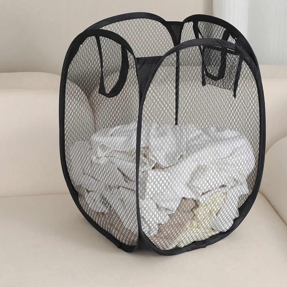 1pc-Folding Dirty Laundry Sorting Basket Washing FrameBathroomCloth MeshStorage BagFrame Bucket LaundryOrganizers Storage Pouch