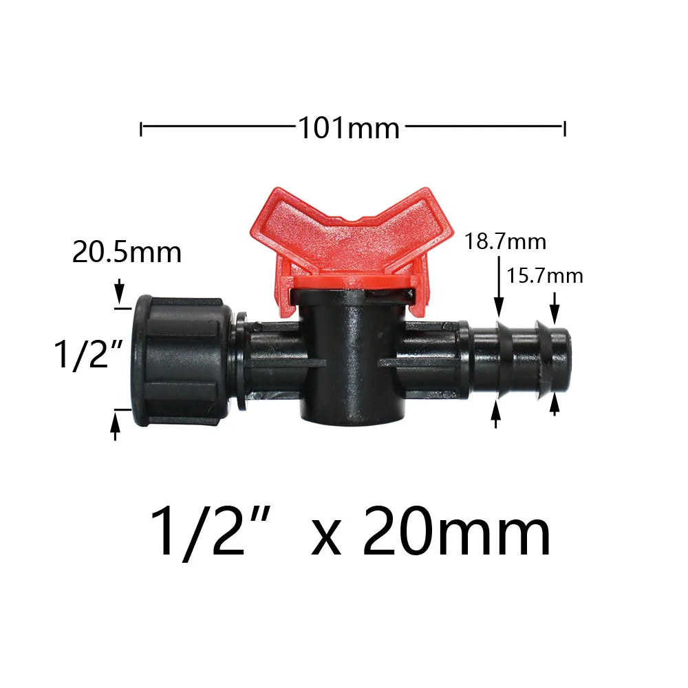 Miniature Plastic Shut Off Coupling Valve Connectors for 4/7 8/11 10/16/20/25mm Hose Garden Water Irrigation Pipe Adaptor Barb