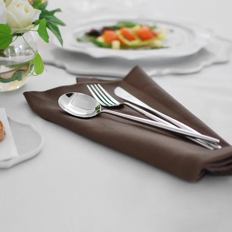 Mirror-polished Stainless Steel Western Tableware Set Four-piece Steak Knife Fork and Spoon Set for Home Use