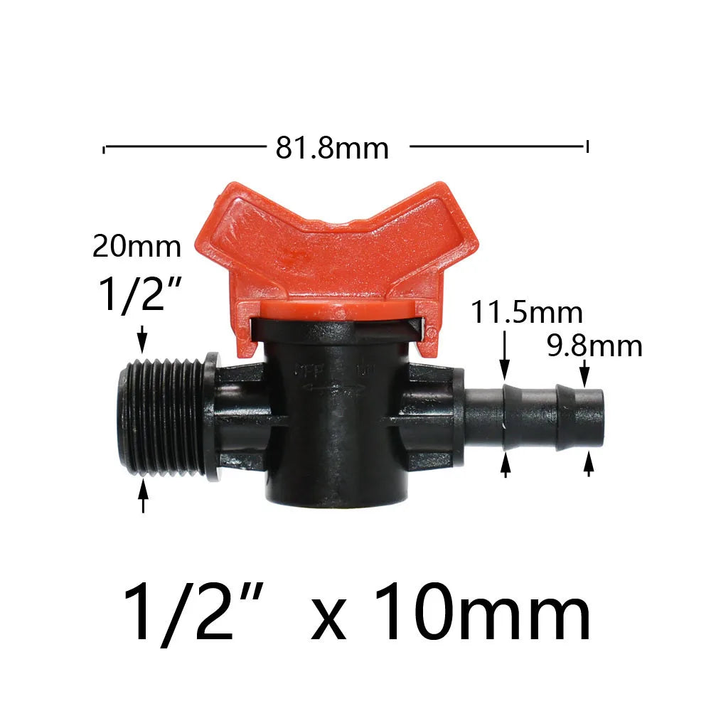 Miniature Plastic Shut Off Coupling Valve Connectors for 4/7 8/11 10/16/20/25mm Hose Garden Water Irrigation Pipe Adaptor Barb