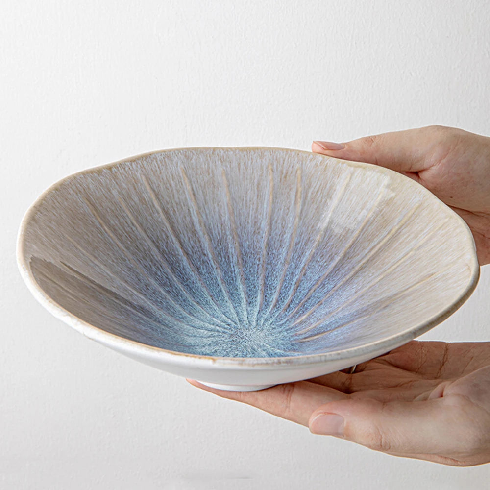 Retro Ceraic Bowls 7.5Inches Shell Shape Salad Dishes Gradient Summer Ice Cream Serving Tableware 650ml Home Kitchen Noodle Bowl