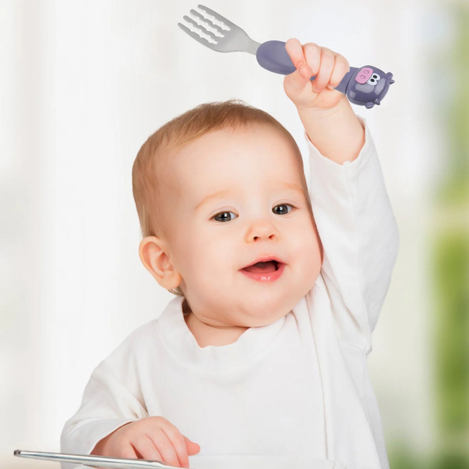 Durable Stainless Steel Cutlery Set Animal Styled Fork Spoon Safe Tableware Portable Dining Kit