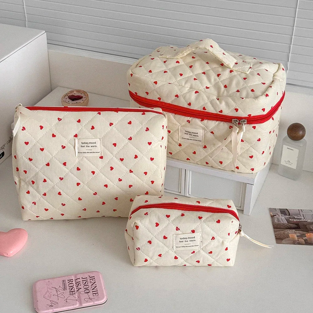 Fashion Pink Flower Women's Clutch Bag Sets Toiletry Makeup Tool Storage Pouch Quilting Cosmetics Organizers Handbag for Travel