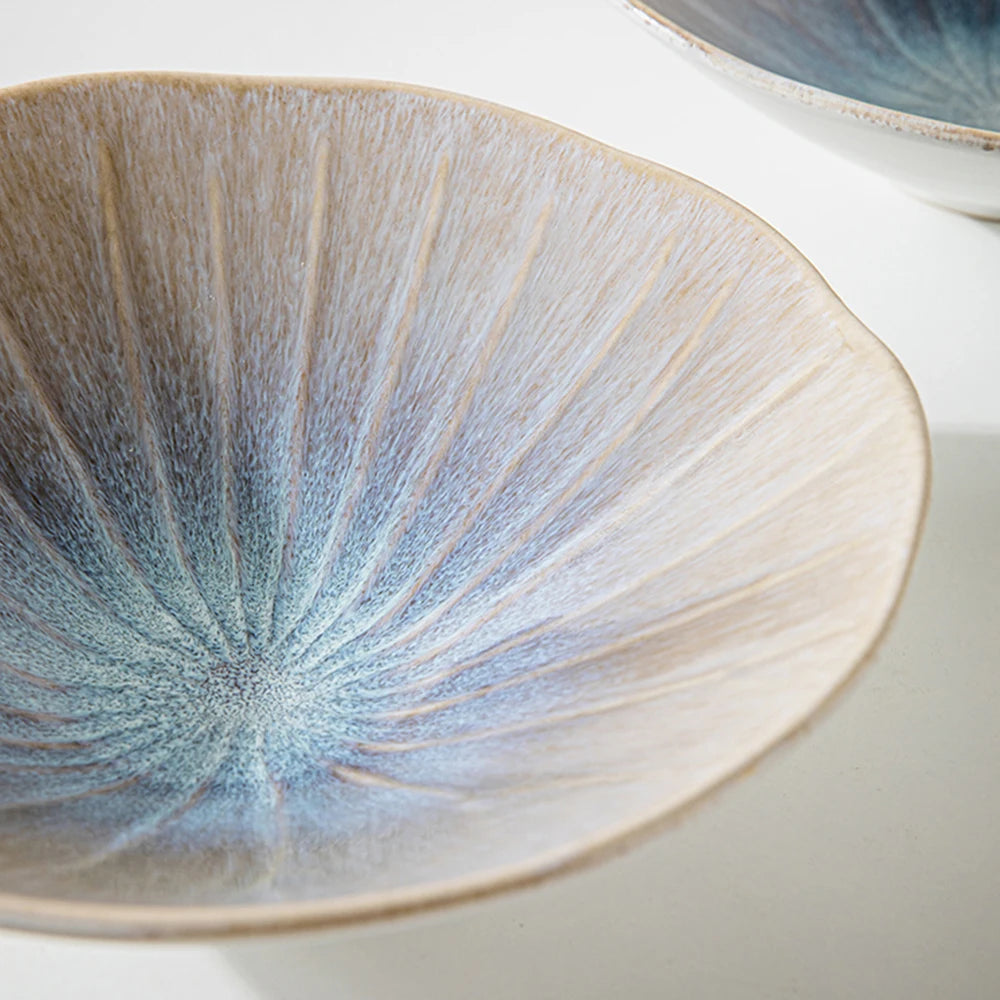 Retro Ceraic Bowls 7.5Inches Shell Shape Salad Dishes Gradient Summer Ice Cream Serving Tableware 650ml Home Kitchen Noodle Bowl