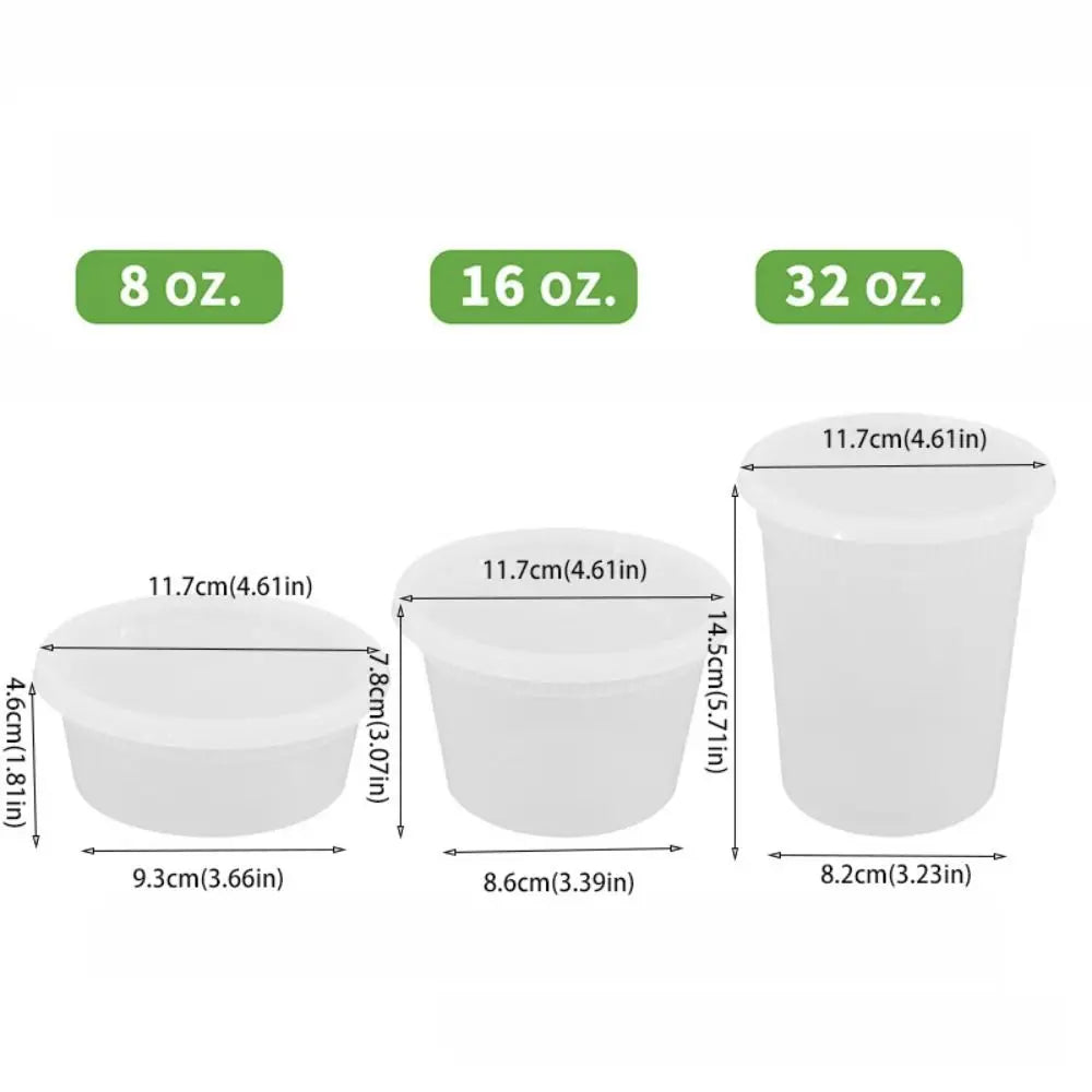 50Pcs Airtight Lid Food Storage Container Round BPA-Free Deli Containers Thickened Plastic Disposable Soup Cup Porridge