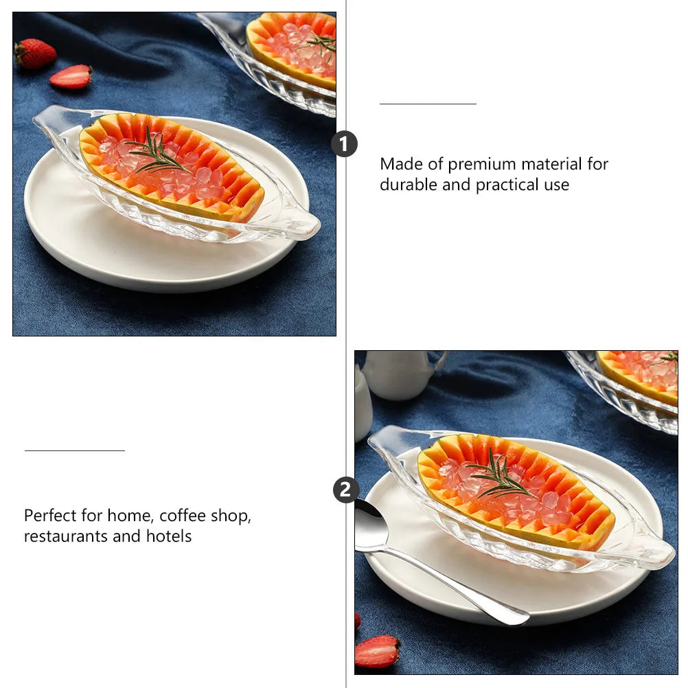 1pc Ice Cream Bowl Transparent Double-Ear Banana Bowl For Cold Drink Juice Dessert Salad Glass Tableware Household Serving