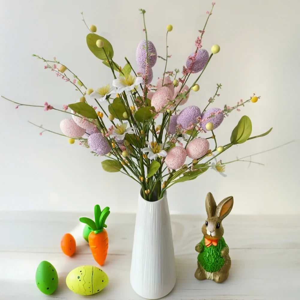 3pcs Artificial Easter Stems Window Decor Centerpiece Vase Colorful Picks Berry Stems with Easter Artificial Picks Decors