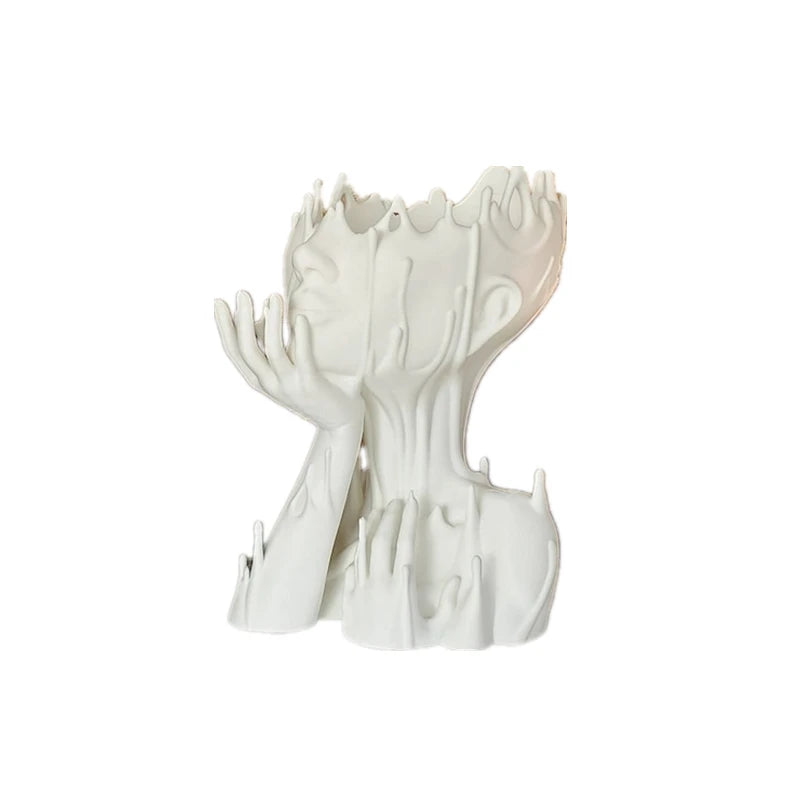 MELTED GIRL Planter Succulent Plant Flower Pot Resin Container With Drain Holes Flowerpot Figure Garden Decor Tabletop Ornament