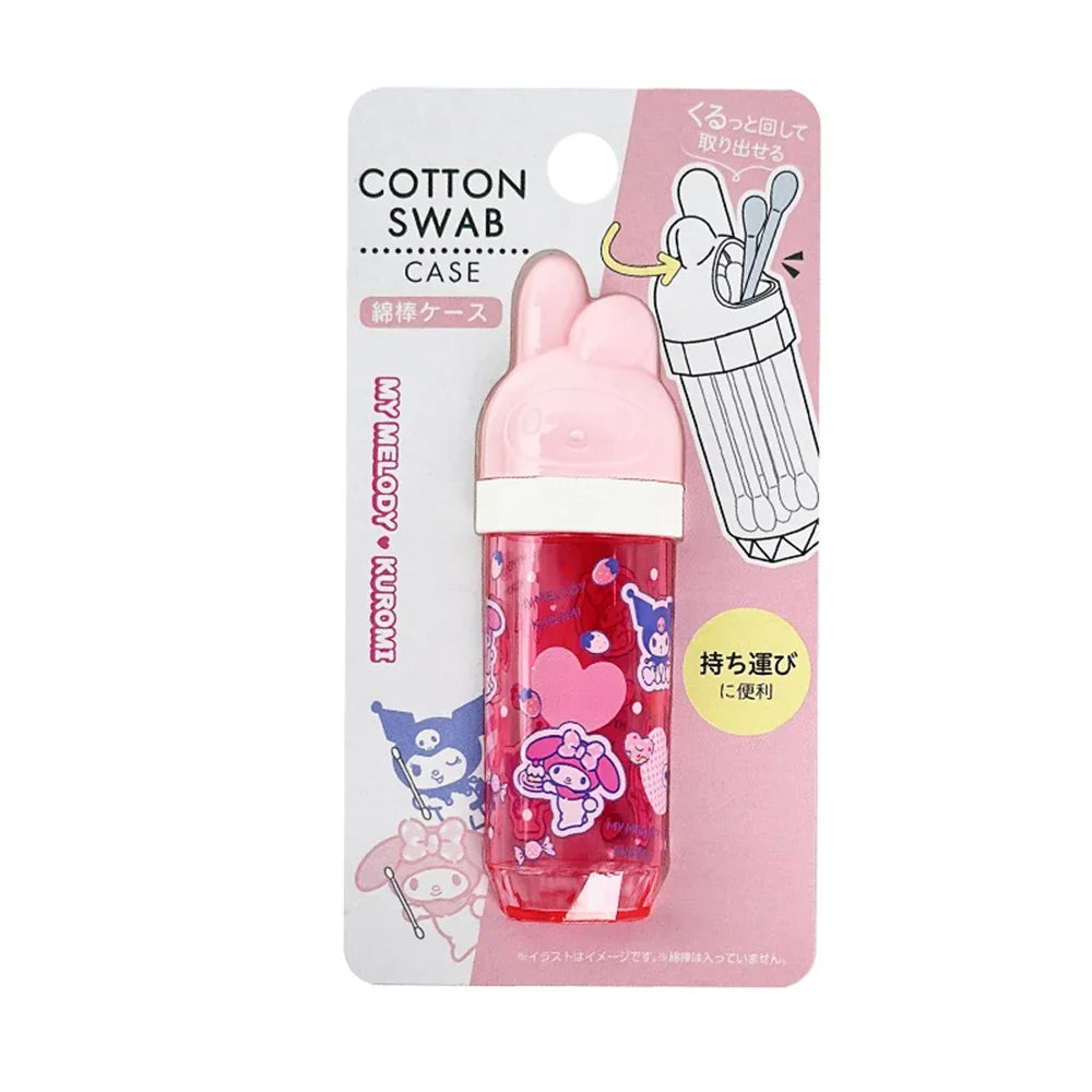 Kawaii Hello Kitty Sanrio Storage Box Anime My Melody Toothpick Cosmetic Swab Storage Box Portable Travel Mini Container Gifts
