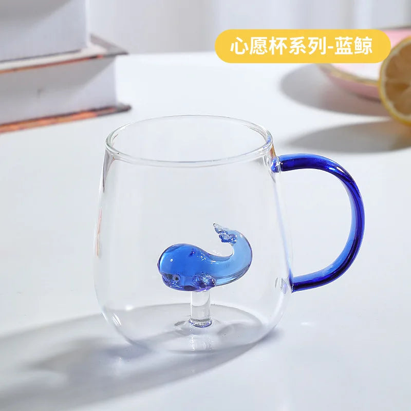 3D Cartoon Animal Shape Glass Cup for Home, Cute Water and Coffee, Single Layer Cup with Guests, Juice and Cold Drink