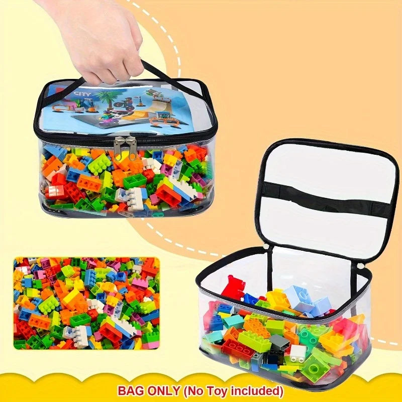 Building Block Storage Box Large Capacity Toy Organizer Container with Lid Stackable Space Saving Home Closet Playroom Storage