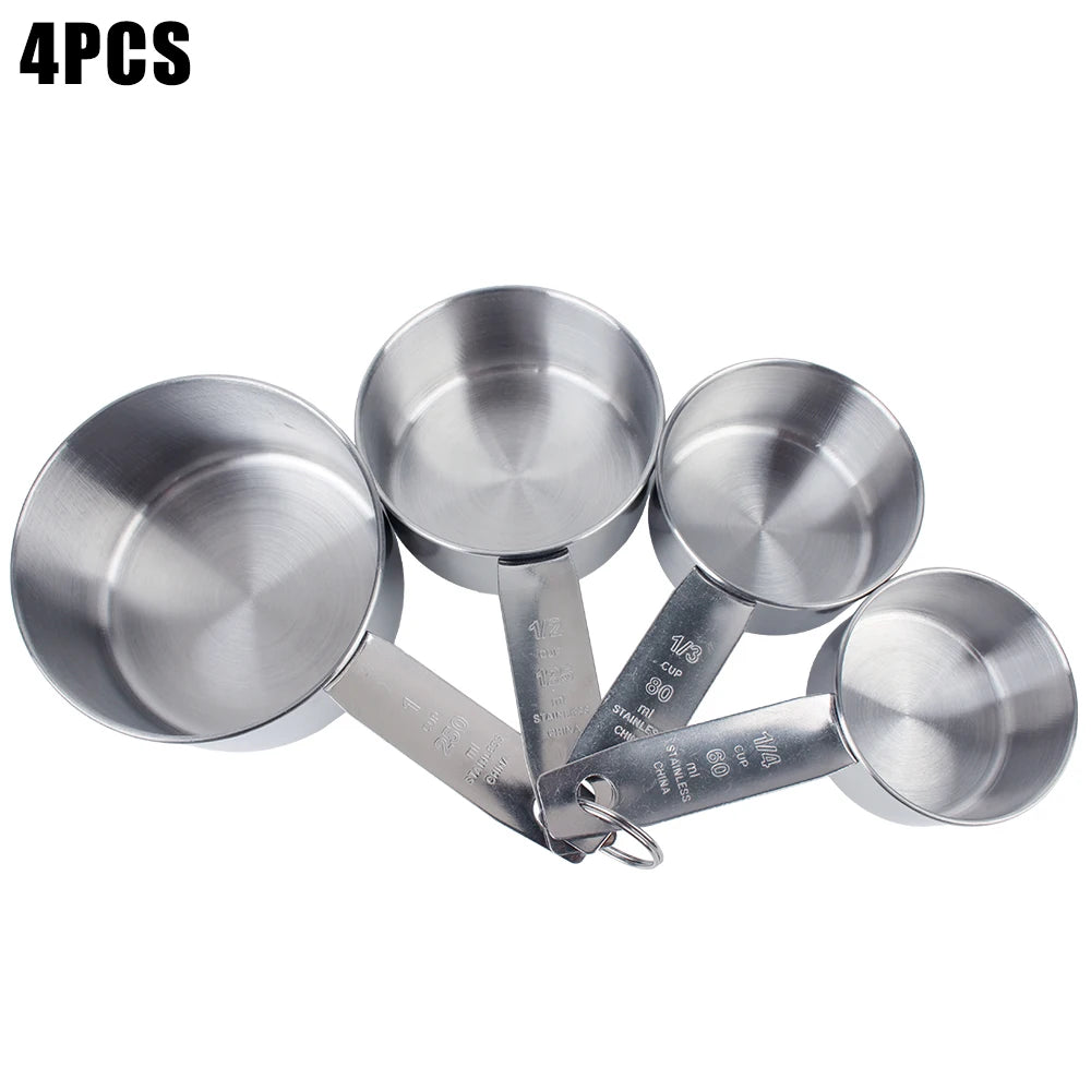 Stackable Measuring Cups and Spoons Set Baking Tools Stainless Steel Coffee Measuring Spoon Kitchen Accessories 1/4/6 PCS