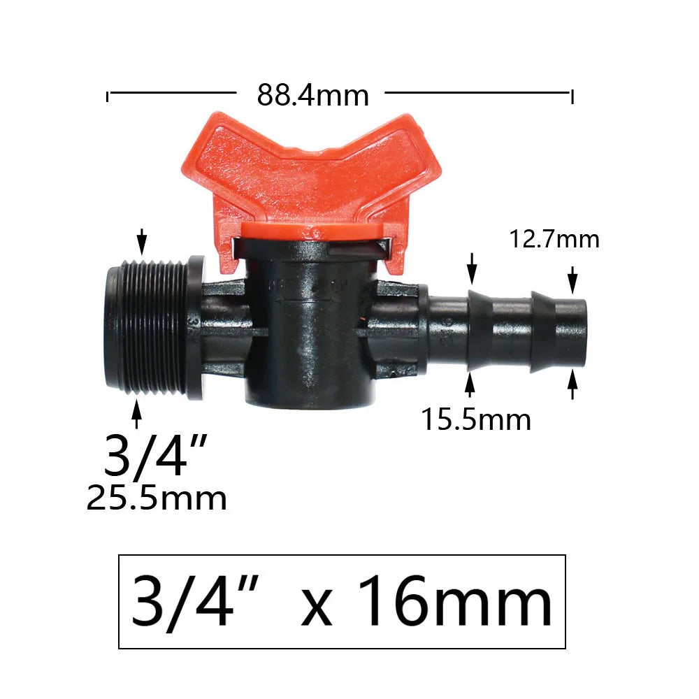 Miniature Plastic Shut Off Coupling Valve Connectors for 4/7 8/11 10/16/20/25mm Hose Garden Water Irrigation Pipe Adaptor Barb