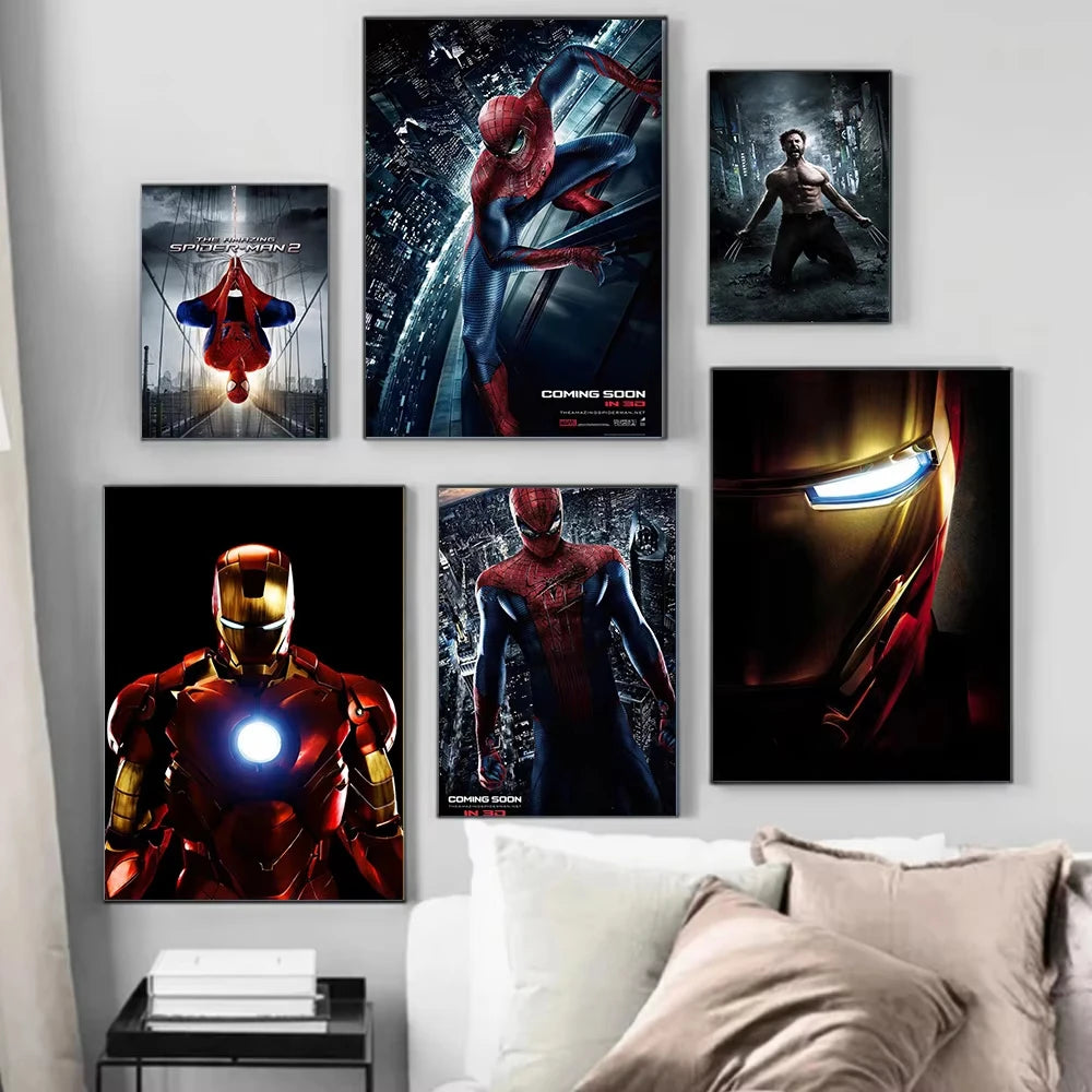 MINISO Marvel Superheroes Avengers Spider-Man Iron Man Parlor Bedroom Decorative Art Posters Wall Mural Canvas Painting Printing