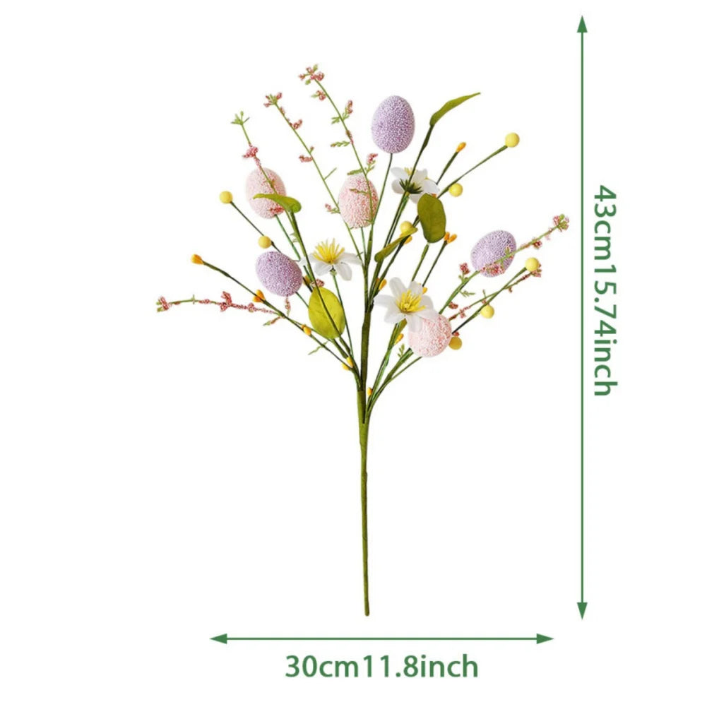 3pcs Artificial Easter Stems Window Decor Centerpiece Vase Colorful Picks Berry Stems with Easter Artificial Picks Decors