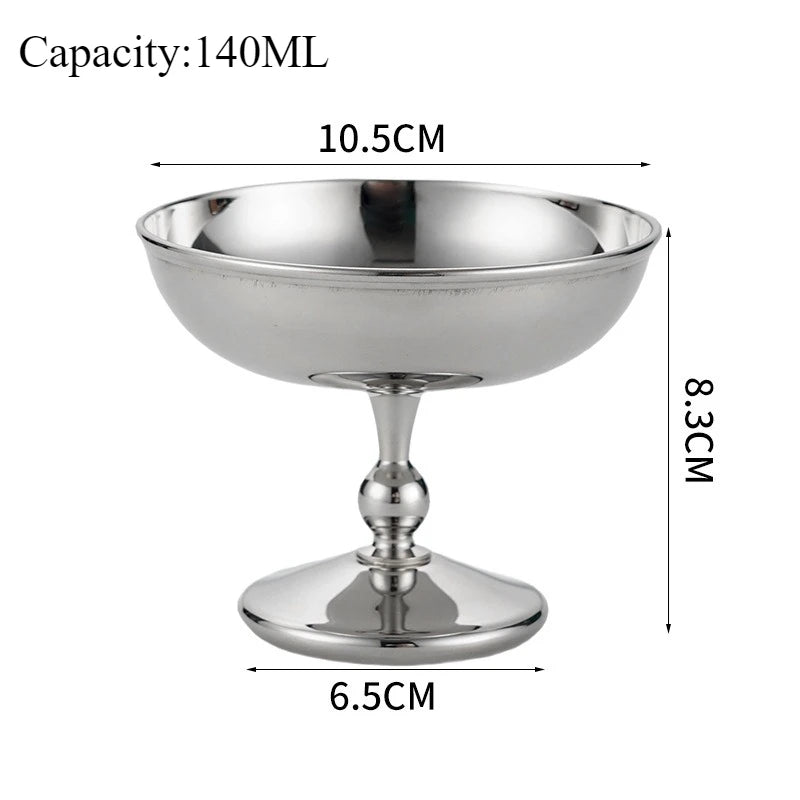 Ice Cream Cup Stainless Steel 304 Serving Dessert Bowl Cups Sauce Bowls Mini Round Footed Yogurt Snack Candy Cup for Salad Fruit
