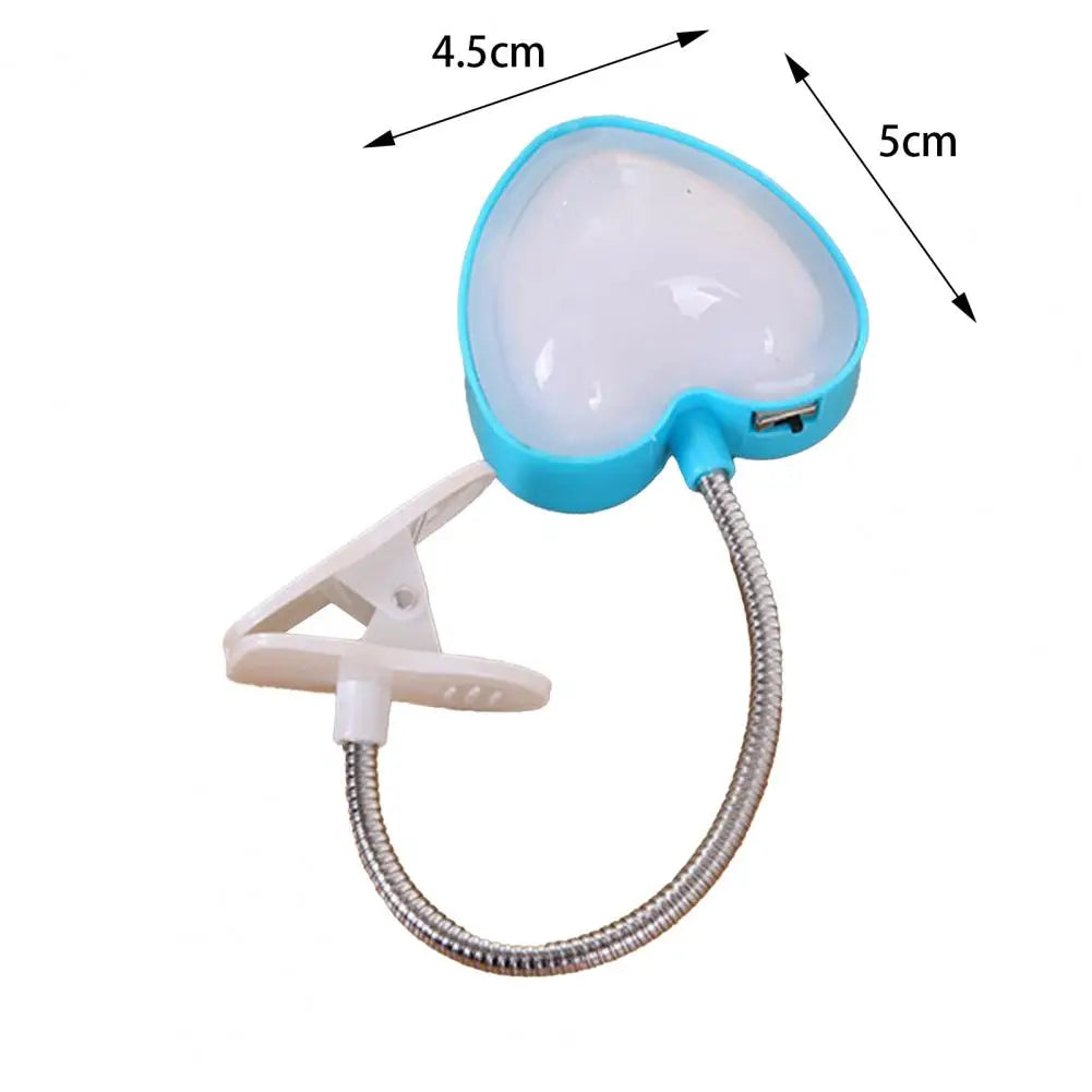 Book Light Mini Clip LED Night Reading Light Table Lamp Foldable Eye Battery powered Creative Love Heart Desk Lamp