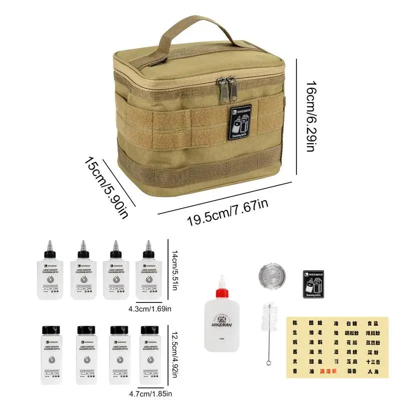 14 Pcs Camping Seasoning Storage Bag Set Outdoor 200ml Seasoning Bottle Kit Spice Organizer Containers Camping Picnic Supplies