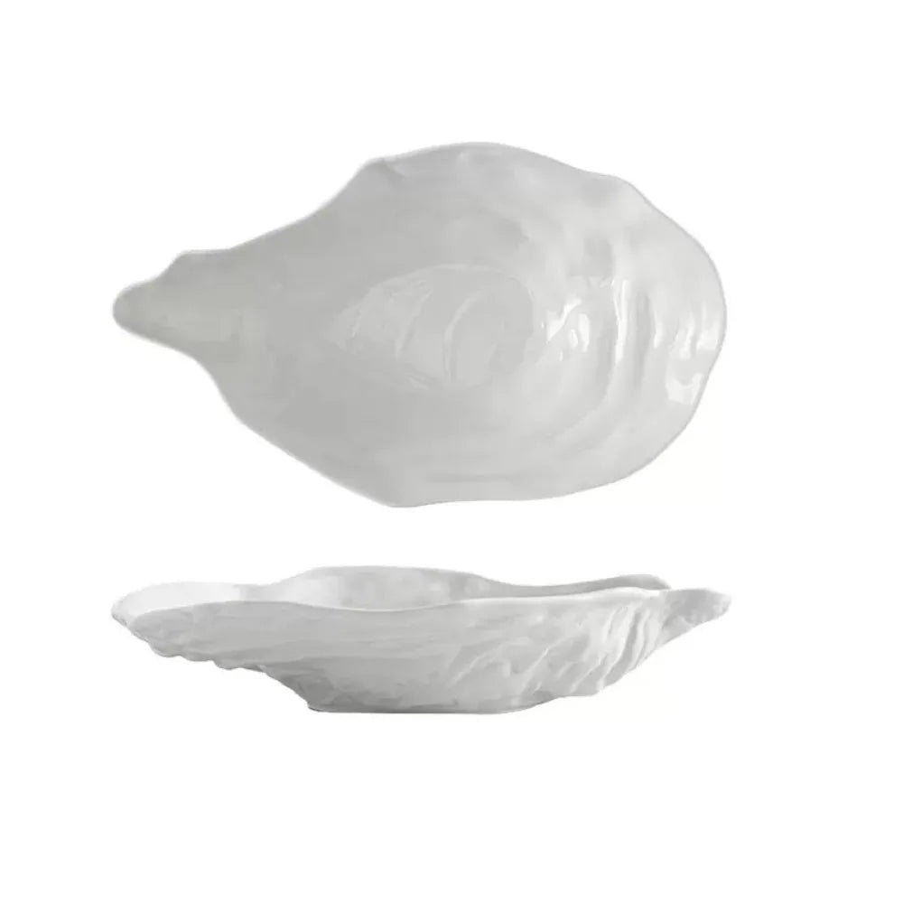 Kitchen Organizer Ceramic Sashimi Plate Creative Oyster Shell Shape Salad Plate Multi-Function Reusable Storage Dish Dinner