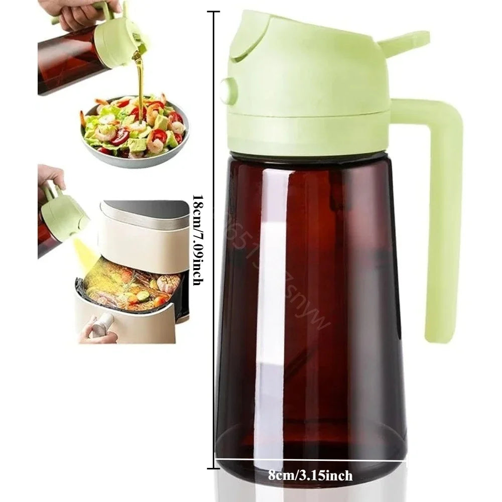 16oz/470ml 2-in-1 Brown Glass Oil Dispenser Sprayer Leakproof Olive Oil Sprayer Bottle for Cooking Air Fryer BBQ Baking Salad