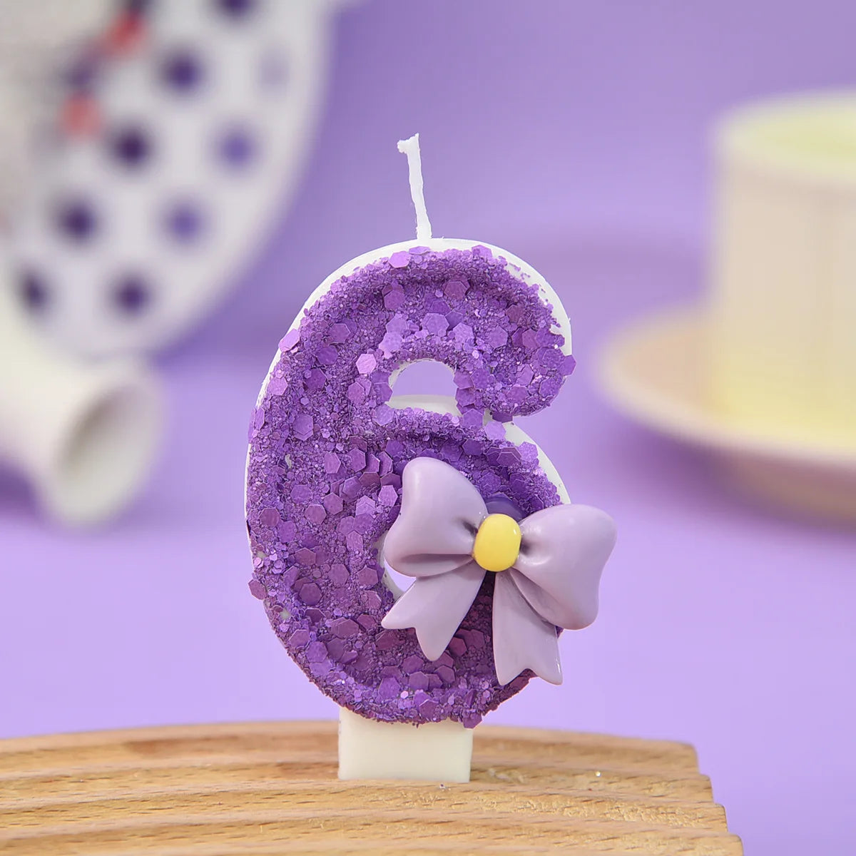 Purple Birthday Candles. Bow Number Candles. Birthday Cake Decoration, First Birthday Party Candles, Princess Butterfly