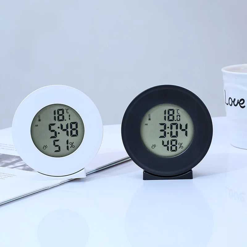 Digital LCD Travel Alarm Clock With Temperature Hygrometer Mini Desk Wall Clock Battery Powered
