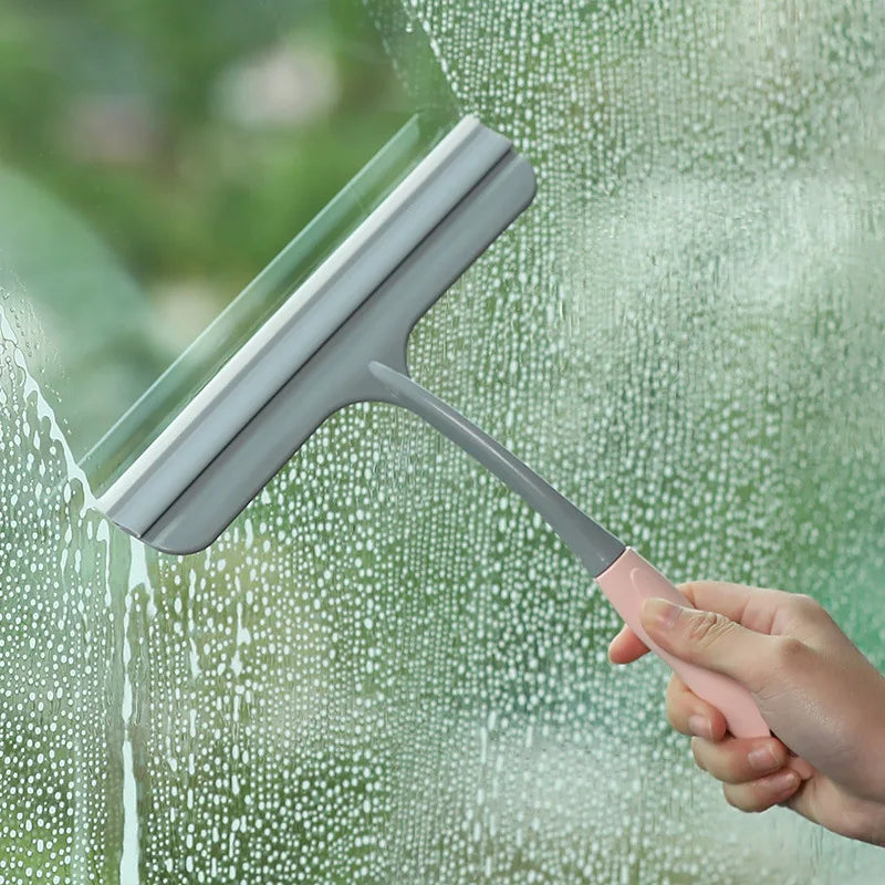 Window Glass Cleaning Tool with Handle Silicone Rubber Brush Bathroom Shower Squeegee Kitchen Car Mirror Wipers