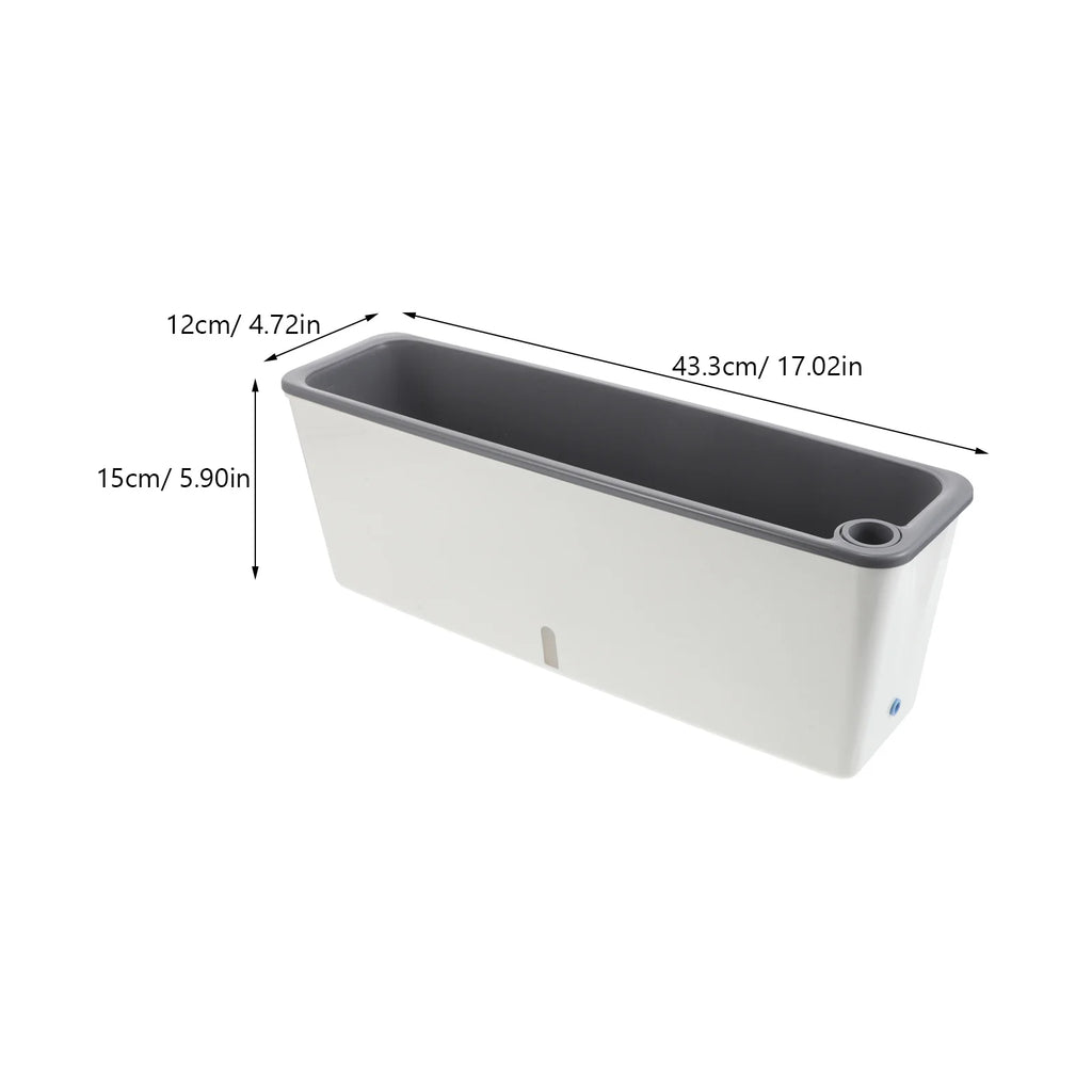 Plastic Rectangular Window Planter Pot Water Storage Balcony Windowsill Gardening Vegetable Herb Flower Plastic Planter Box