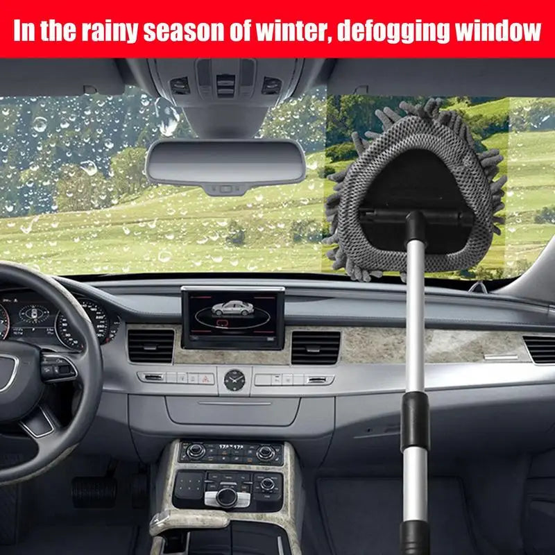 Window Cleaning Kit Car Glass Cleaner Wiper Telescopic Auto Dusting Maintenance Supplies For Rearview Mirror Glass Bathroom Home