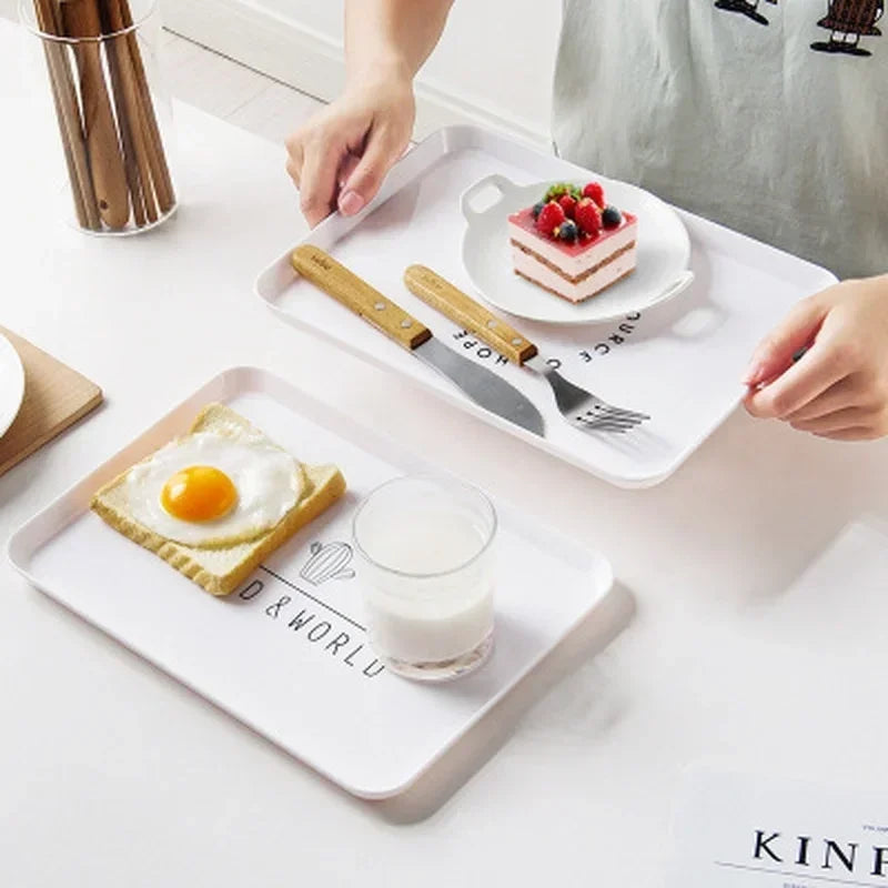 1 Pcs Practical Plastic Dessert Serving Tray Tea Breakfast Bread Tray Snack Plate Storage Plates Square Accessory Cosmetics Dish