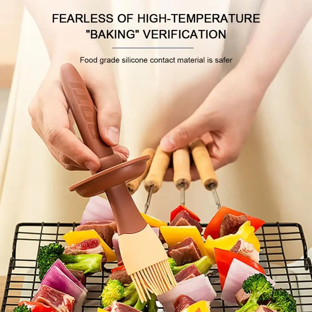 3 In 1 BBQ Oil Brush Silicone Split Type Sauce Applying Brush Baking Tool Heat Resistant Oil Dispenser Bottle with Brush