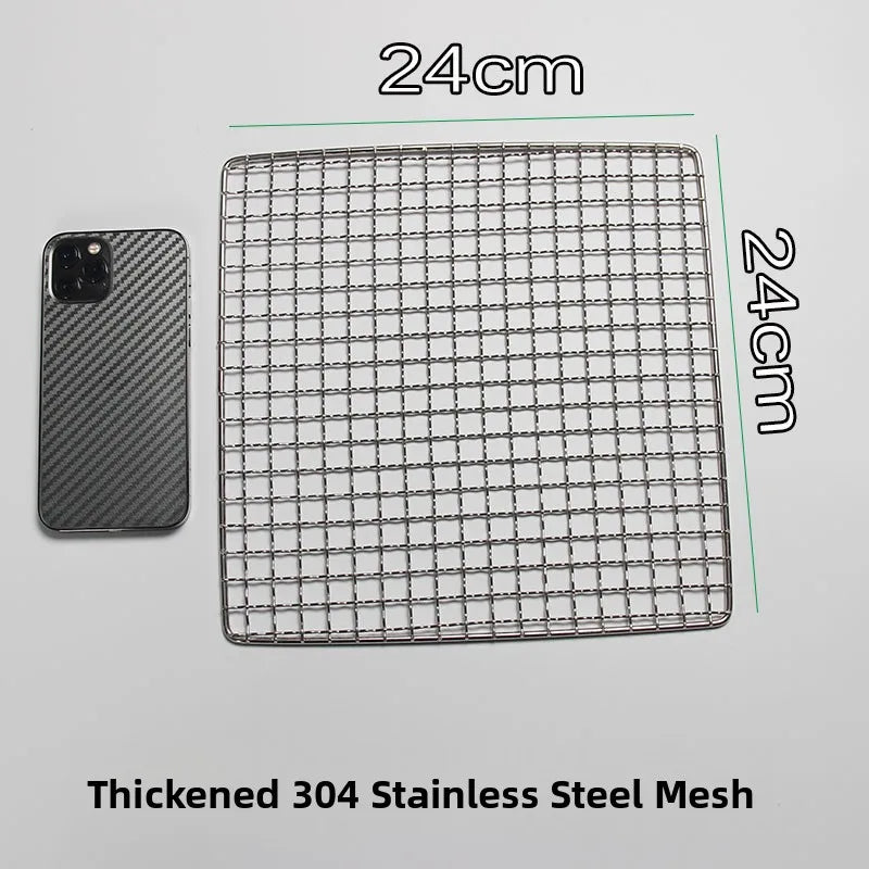 Thiened Rectangular Me BBQ ill Net 304 Stainl Steel Drng Net Barbecue Wire Me for Outdoor Kitchen Cooking Tools