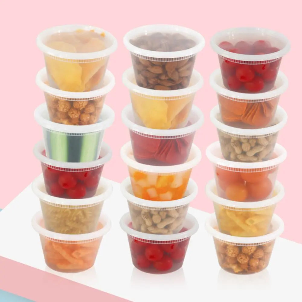 50Pcs Airtight Lid Food Storage Container Round BPA-Free Deli Containers Thickened Plastic Disposable Soup Cup Porridge